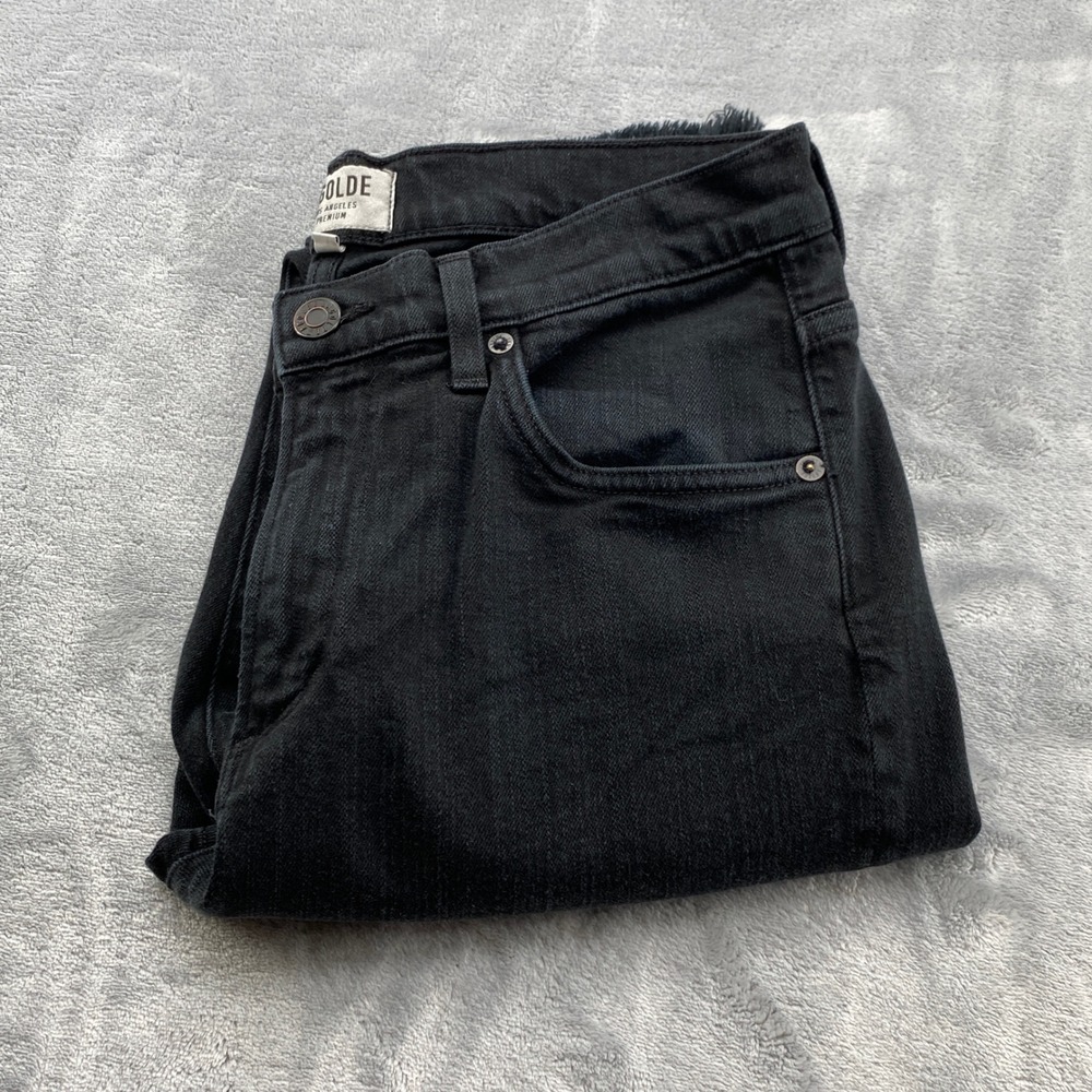 AGOLDE Mens 32x32 Faded Black Splinter Slim Straight Raw Hem Jeans A610B-761